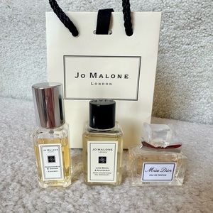 Jo Malone and Miss Dior travel size sampler